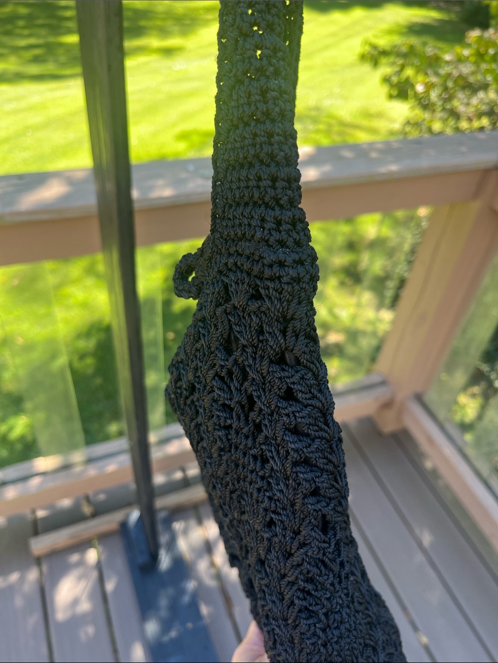 The SAK Black Crochet Shoulder Bag for Women - Classic Knit Tote - Picture 7 of 11